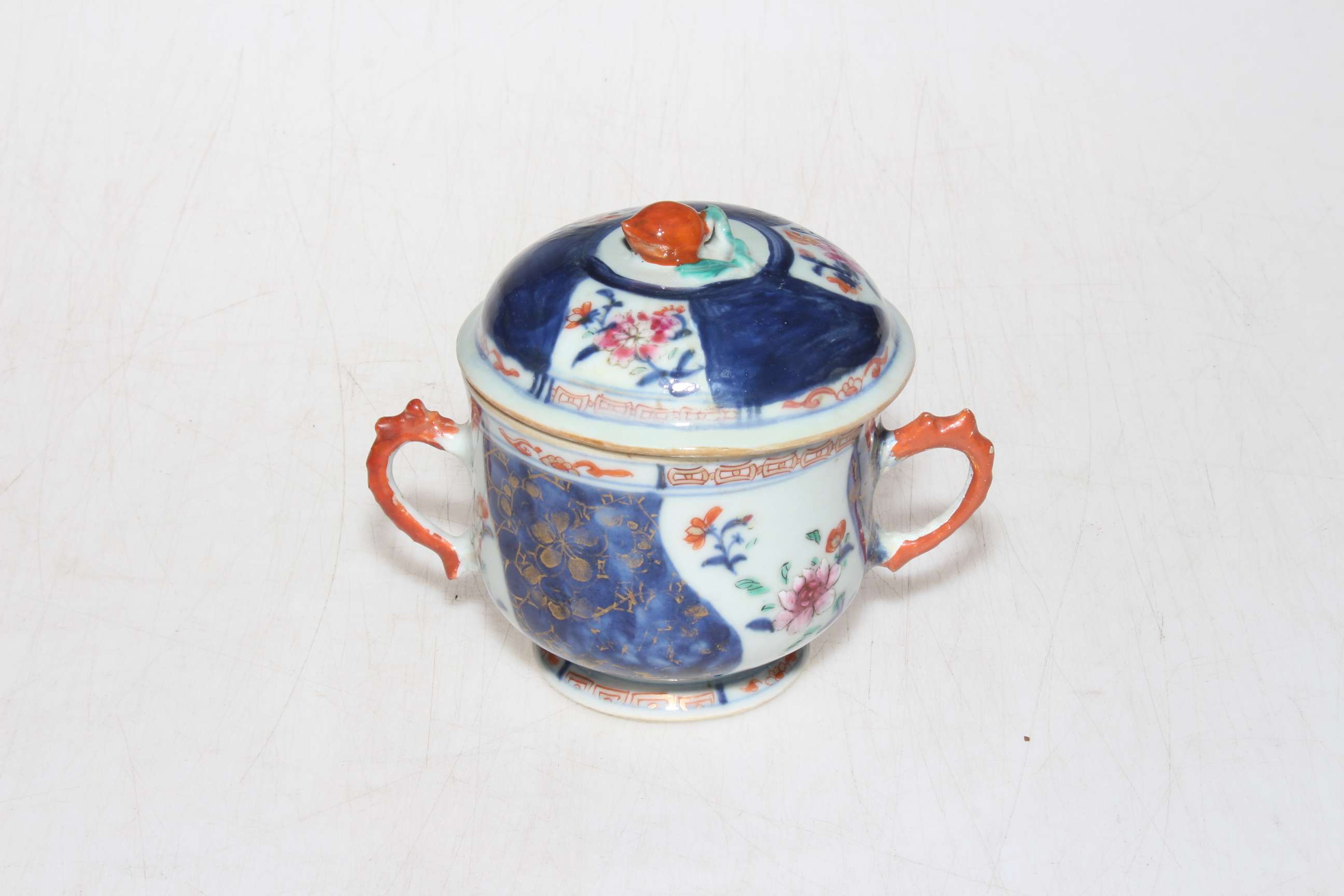 Chinese polychrome two handled cup and cover, 10.5cm. - Image 2 of 3