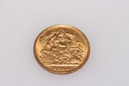 Gold half sovereign 1908.