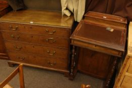 Georgian mahogany chest of four long drawers and Victorian chequer inlaid Davenport.