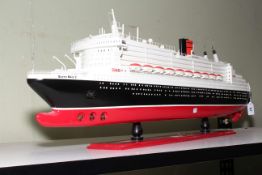 Cunard Queen Mary II model ship, 98cm length.