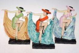 Three Kevin Francis limited edition figures, all Mexican Dancer in different colourways, 25.5cm.