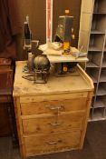 Burgess band saw, three drawer work station and contents.