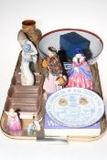 Tray lot with two Royal Doulton figures, Orange Lady and Victorian Lady,