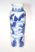 Chinese blue and white sleeve vase with figures in outdoor setting, 39.5cm.