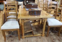 Barker & Stonehouse Flagstone rectangular dining table with two extension leaves together with six