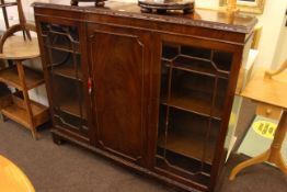 1920's mahogany astragal glazed three door cabinet bookcase.