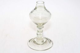 Antique glass lace makers lamp, 19.5cm.