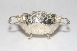 Continental white metal twin handled bon bon dish.