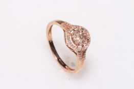 9 carat rose gold pink diamond ring with certificate, size T.