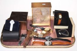 Garrards mantel clock and wristwatches.