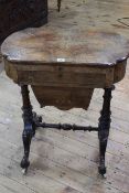 Victorian inlaid walnut writing-sewing table,