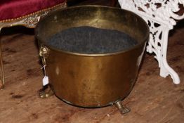 Large vintage brass log bucket, 39cm high.