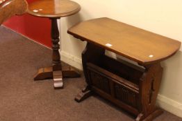 Old Charm linen fold magazine table and Old Charm circular occasional table.