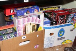 Two boxes of board games, etc.