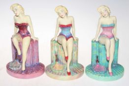 Three Kevin Francis limited edition figures, all Marilyn Monroe in different colourways, 25cm.