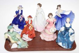 Seven Royal Doulton figures including Top O'the Hill with certificate.