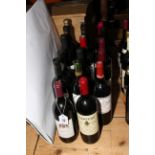 Seventeen bottles of red wine including Merlot, Santero 1998, Claret, St. Emilion 1990, etc.