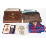 Vintage Masonic regalia including silver seal on chain, etc.