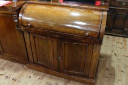 Victorian rosewood cylinder bureau with draw out writing surface, 98cm by 99cm by 46cm.
