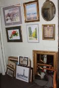 Large collection of pictures and mirrors including Tony Lees, Hawkshead, limited edition print,