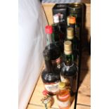 Twelve bottles of spirits and wine including The Famous Grouse 70cl, Taylor's 2001 Port, Marino.