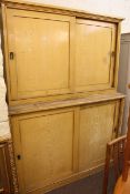 Victorian pine four sliding door double cabinet, 203cm by 139.5cm by 44cm.