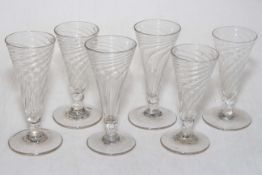 Matched set of six antique wrythen bowl ale glasses.