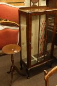 Walnut single door china cabinet and tripod wine table.