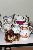 Collection of Victorian porcelain jugs including lustre (11).