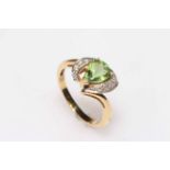 18k Peridot and diamond ring, size N.