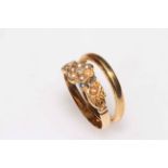18 carat gold wedding band ring, size N, together with seed pearl 18 carat gold ring (2).