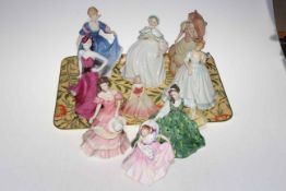 Six Royal Doulton figures including Elyse,