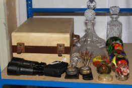 Decc 66 table gramophone, pocket watches, spectacles, decanters, paperweights,