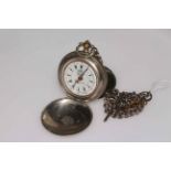 Constantinople hunter pocket watch with silver albert.