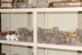 Collection of glass jugs, vases, coloured glass, etc.