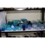 Collection of vintage Art Deco blue glass.