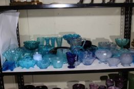 Collection of vintage Art Deco blue glass.