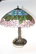 Large Tiffany style table lamp with shade.