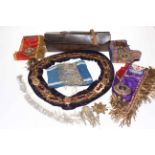 Regalia of the Manchester Unity Order of Oddfellows including four highly coloured embroidered