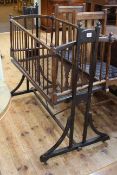 Victorian rocking cradle and stand, 102cm by 97cm by 62cm.