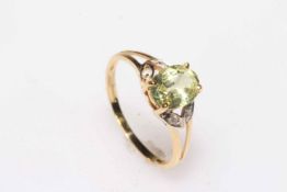 18k Chrysoberyl and diamond ring, size P.