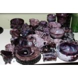 Collection of Victorian purple and white Slag glass.