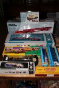 Nine boxed Diecast model vehicles including Corgi Heavy Haulage, Texaco, The Showmans Range,