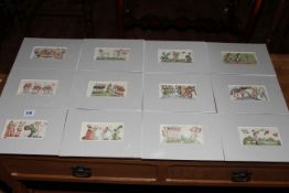 Edward Bawden, twelve sporting lithographs.