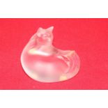 Lalique glass Happy Cat, with box.