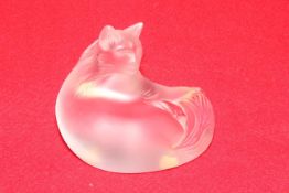 Lalique glass Happy Cat, with box.