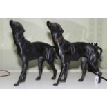 Pair of metal Greyhound Dogs, 39cm high.