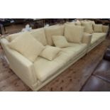 Pair of Barker and Stonehouse knoll style two seater settees in light gold fabric