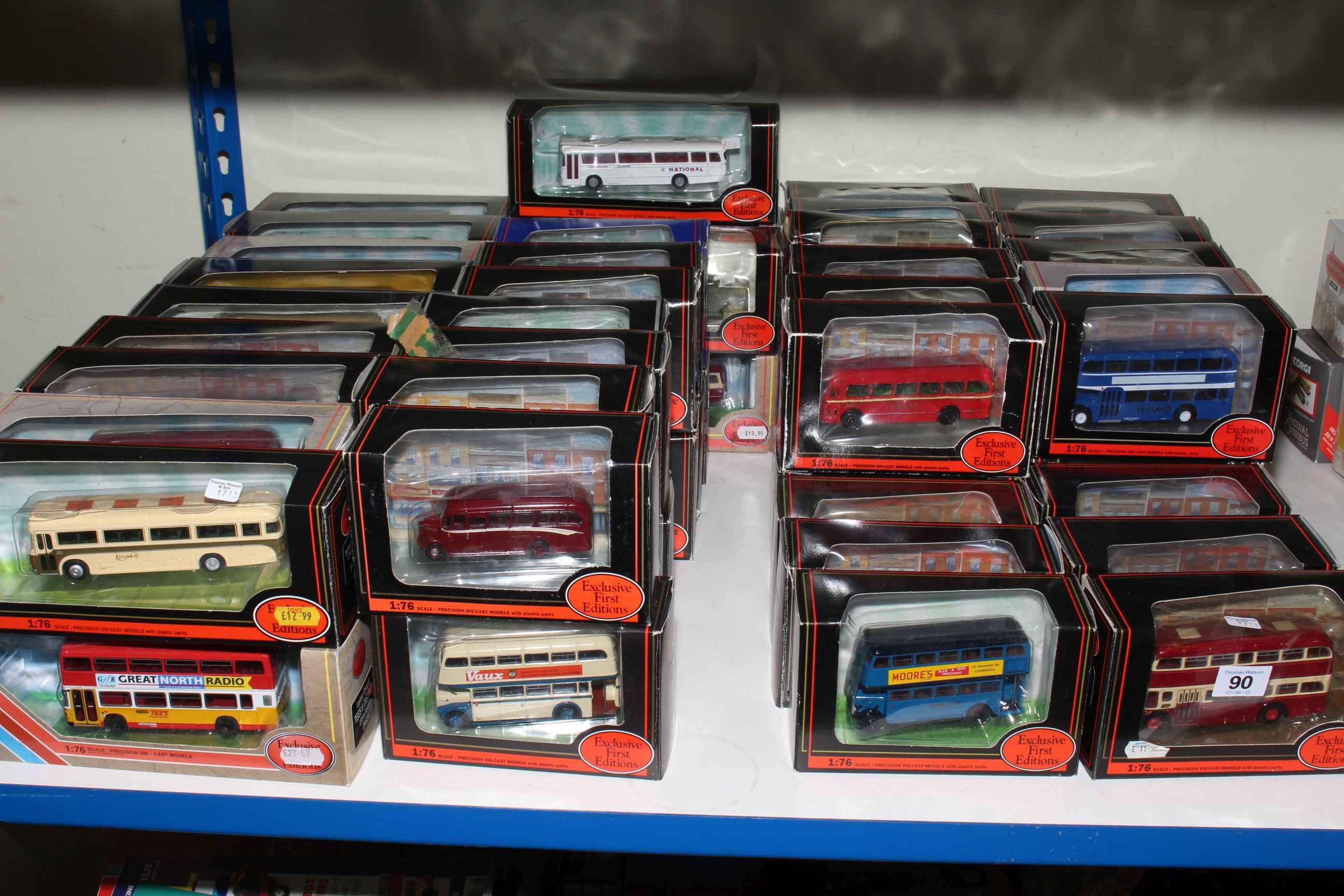 Collection of Exclusive First Editions Diecast model buses.