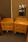 Oak dressing table and two drawer chest.